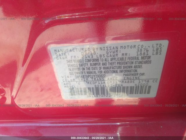 Photo 8 VIN: 3N1AB7AP2JY290822 - NISSAN SENTRA 