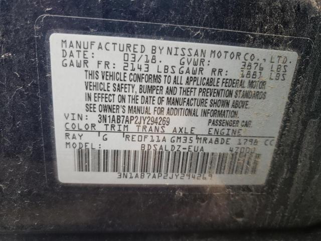 Photo 9 VIN: 3N1AB7AP2JY294269 - NISSAN SENTRA S 