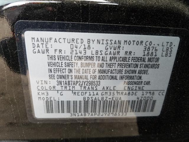 Photo 9 VIN: 3N1AB7AP2JY298533 - NISSAN SENTRA S 