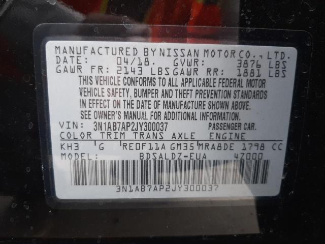 Photo 9 VIN: 3N1AB7AP2JY300037 - NISSAN SENTRA S 