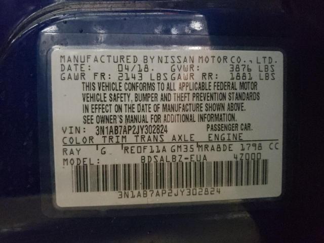 Photo 9 VIN: 3N1AB7AP2JY302824 - NISSAN SENTRA S 