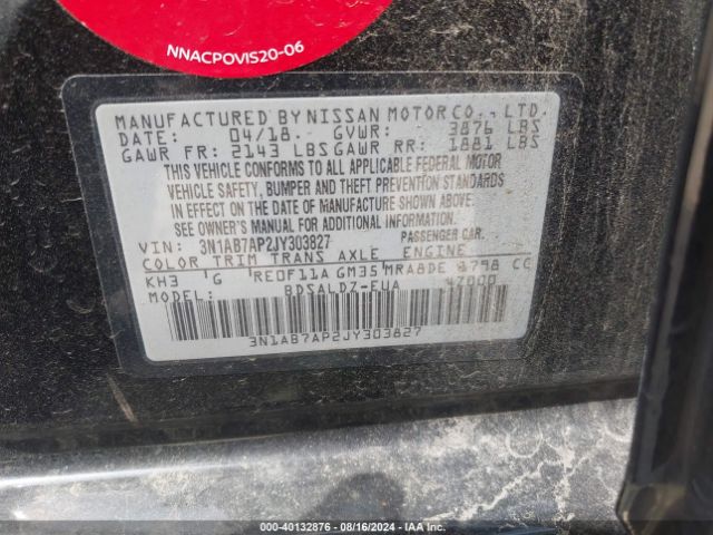 Photo 8 VIN: 3N1AB7AP2JY303827 - NISSAN SENTRA 