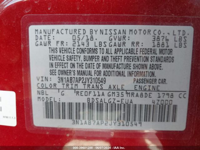 Photo 8 VIN: 3N1AB7AP2JY310549 - NISSAN SENTRA 