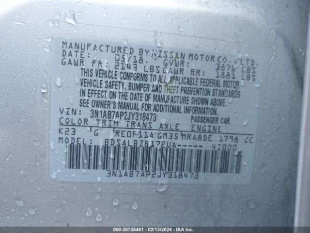 Photo 8 VIN: 3N1AB7AP2JY318473 - NISSAN SENTRA 