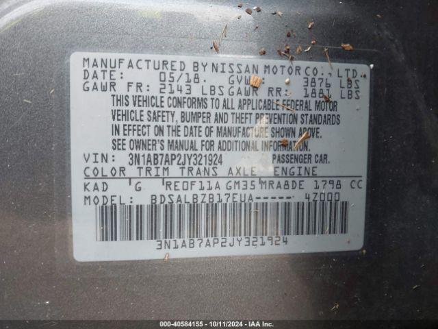 Photo 8 VIN: 3N1AB7AP2JY321924 - NISSAN SENTRA 