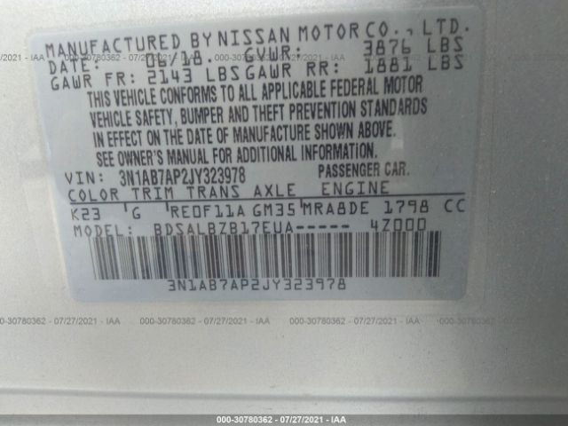 Photo 8 VIN: 3N1AB7AP2JY323978 - NISSAN SENTRA 