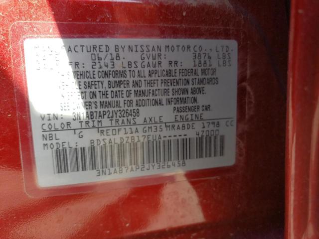 Photo 11 VIN: 3N1AB7AP2JY326458 - NISSAN SENTRA S 