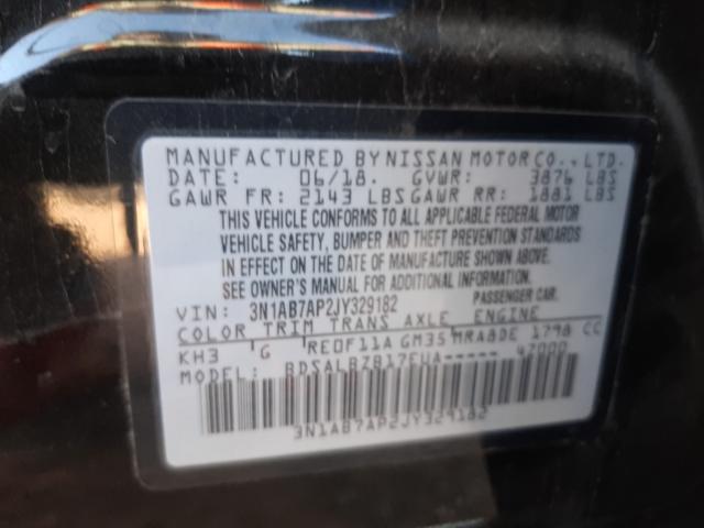 Photo 9 VIN: 3N1AB7AP2JY329182 - NISSAN SENTRA S 