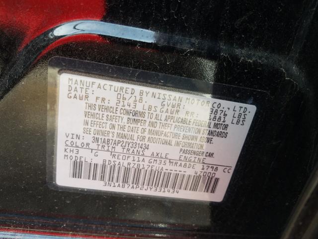 Photo 9 VIN: 3N1AB7AP2JY331434 - NISSAN SENTRA S 