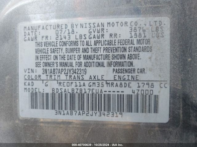 Photo 8 VIN: 3N1AB7AP2JY342319 - NISSAN SENTRA 