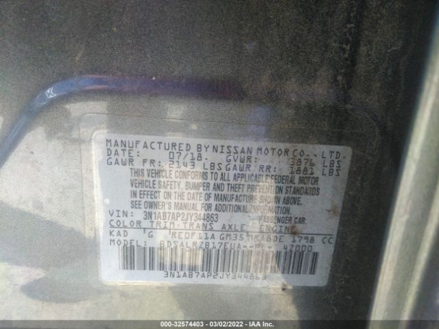 Photo 8 VIN: 3N1AB7AP2JY344863 - NISSAN SENTRA 