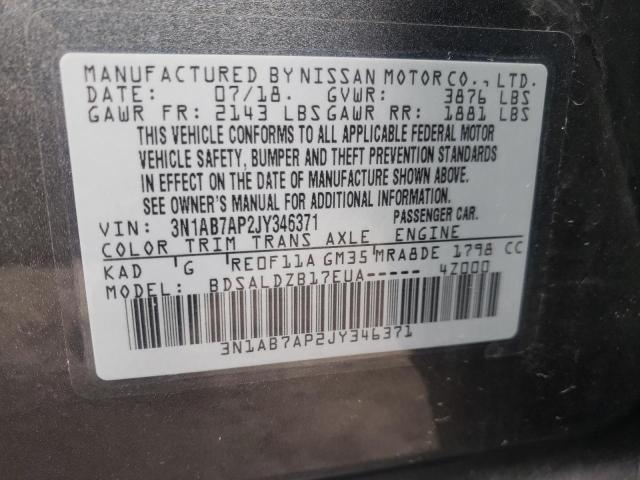 Photo 9 VIN: 3N1AB7AP2JY346371 - NISSAN SENTRA S 