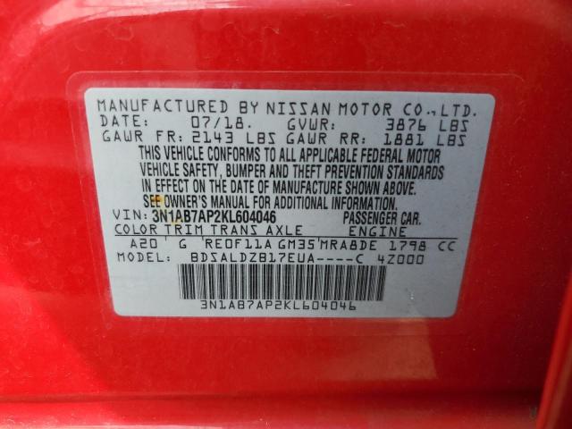 Photo 12 VIN: 3N1AB7AP2KL604046 - NISSAN SENTRA S 