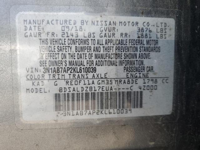 Photo 11 VIN: 3N1AB7AP2KL610039 - NISSAN SENTRA S 