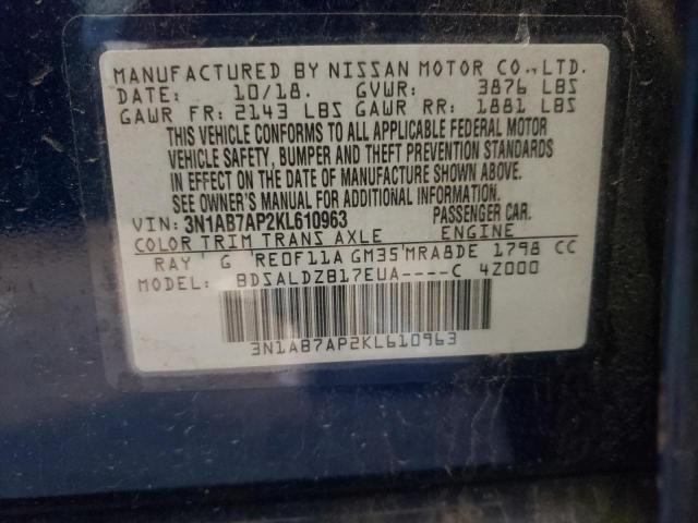 Photo 9 VIN: 3N1AB7AP2KL610963 - NISSAN SENTRA S 