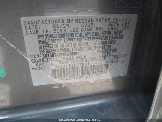 Photo 8 VIN: 3N1AB7AP2KL618691 - NISSAN SENTRA 