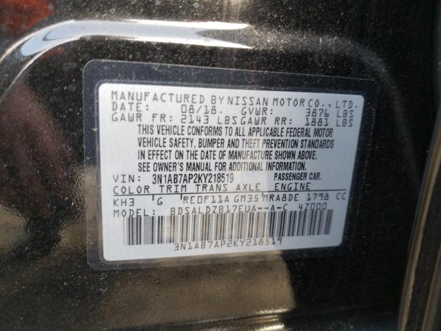 Photo 9 VIN: 3N1AB7AP2KY218519 - NISSAN SENTRA S 