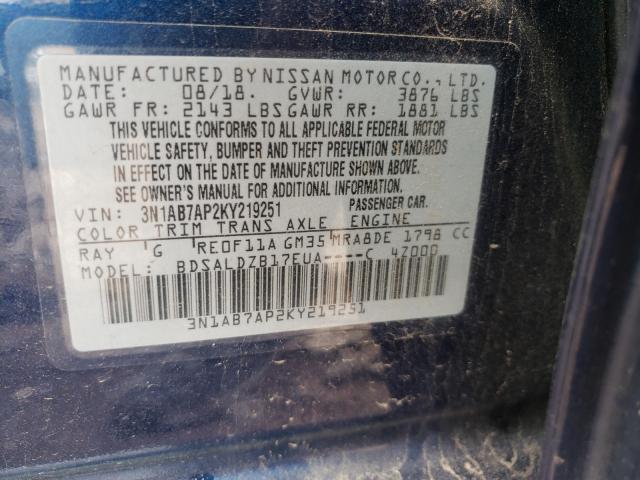 Photo 9 VIN: 3N1AB7AP2KY219251 - NISSAN SENTRA S 