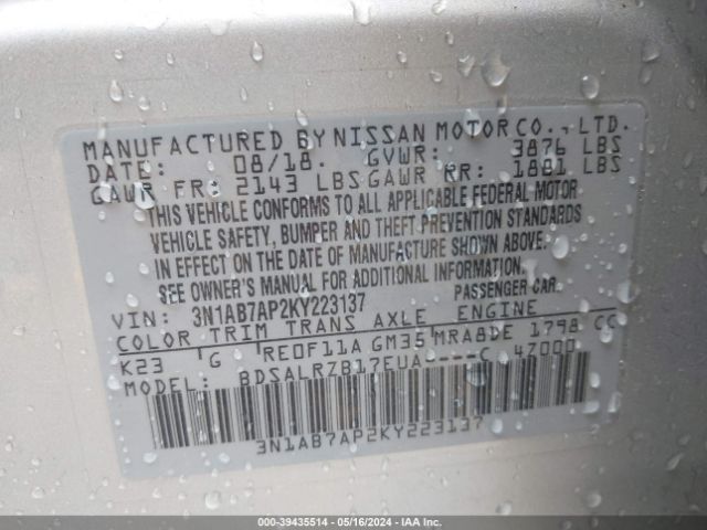 Photo 8 VIN: 3N1AB7AP2KY223137 - NISSAN SENTRA 