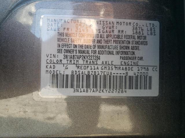 Photo 9 VIN: 3N1AB7AP2KY227284 - NISSAN SENTRA S 