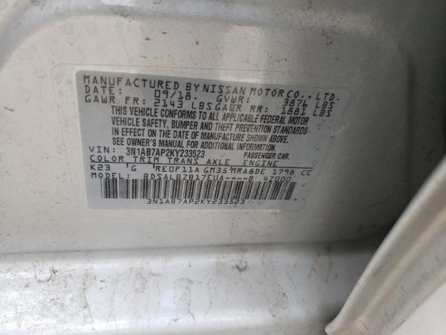 Photo 9 VIN: 3N1AB7AP2KY233523 - NISSAN SENTRA S 