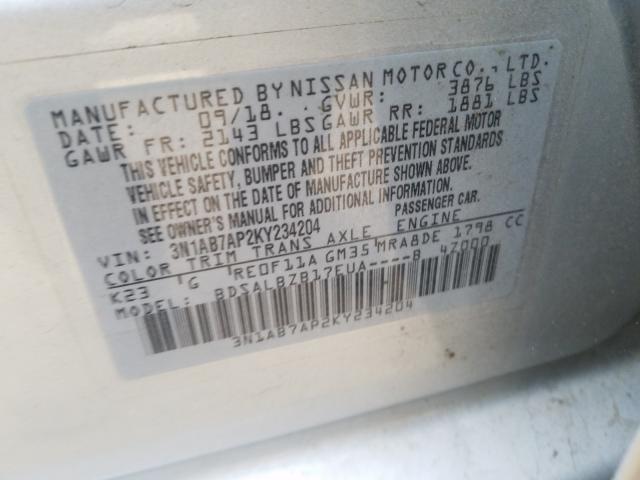 Photo 9 VIN: 3N1AB7AP2KY234204 - NISSAN SENTRA S 