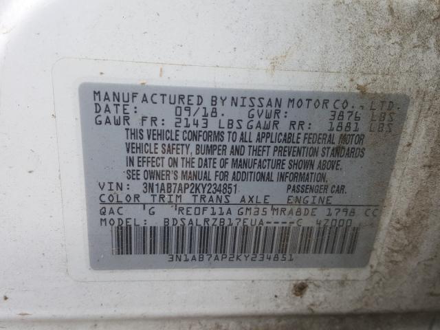 Photo 9 VIN: 3N1AB7AP2KY234851 - NISSAN SENTRA S 