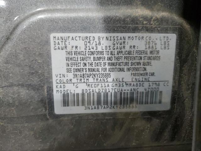 Photo 9 VIN: 3N1AB7AP2KY235885 - NISSAN SENTRA S 