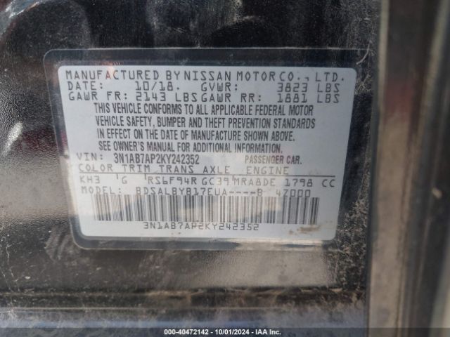 Photo 8 VIN: 3N1AB7AP2KY242352 - NISSAN SENTRA 