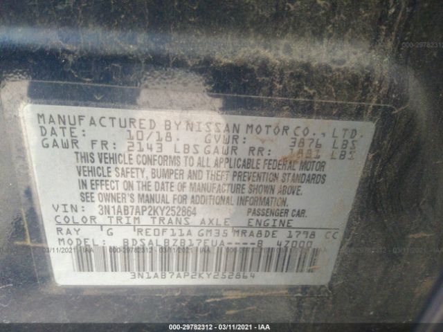 Photo 8 VIN: 3N1AB7AP2KY252864 - NISSAN SENTRA 