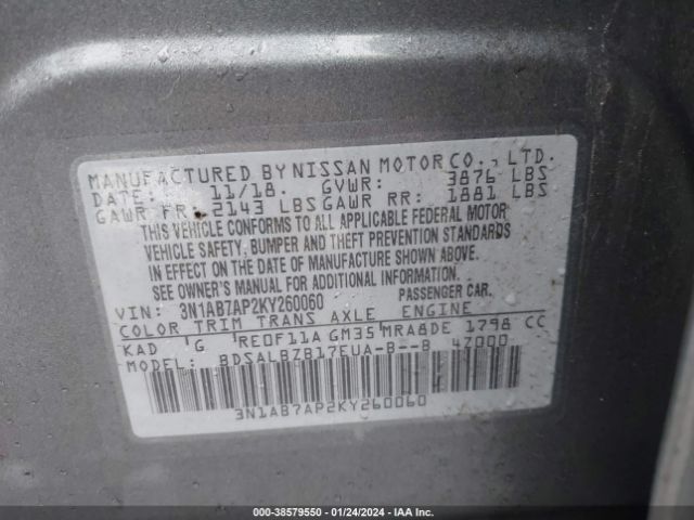 Photo 8 VIN: 3N1AB7AP2KY260060 - NISSAN SENTRA 