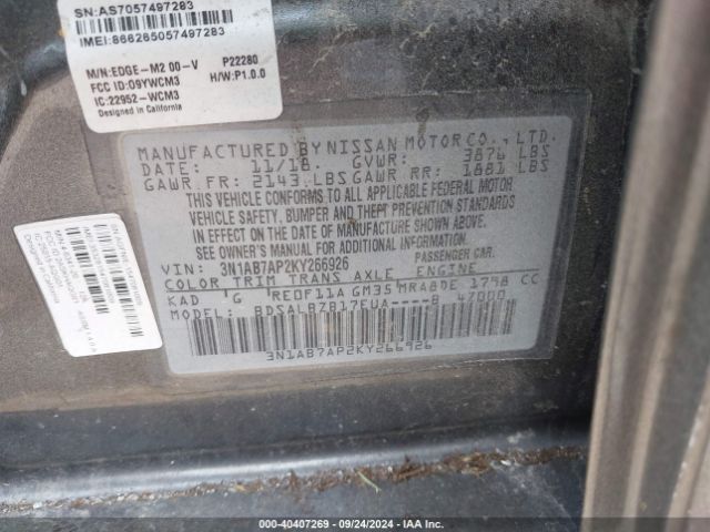 Photo 8 VIN: 3N1AB7AP2KY266926 - NISSAN SENTRA 