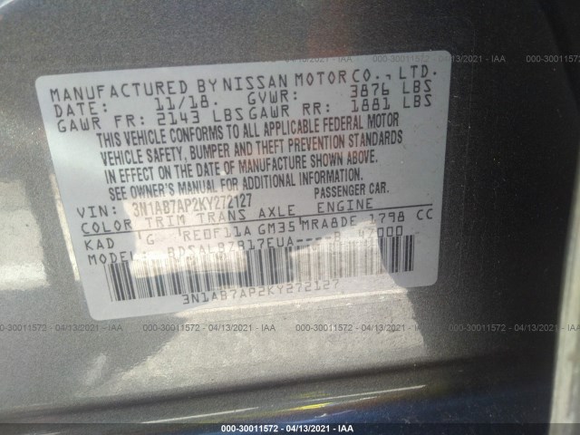 Photo 8 VIN: 3N1AB7AP2KY272127 - NISSAN SENTRA 