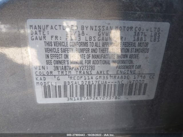 Photo 8 VIN: 3N1AB7AP2KY273780 - NISSAN SENTRA 