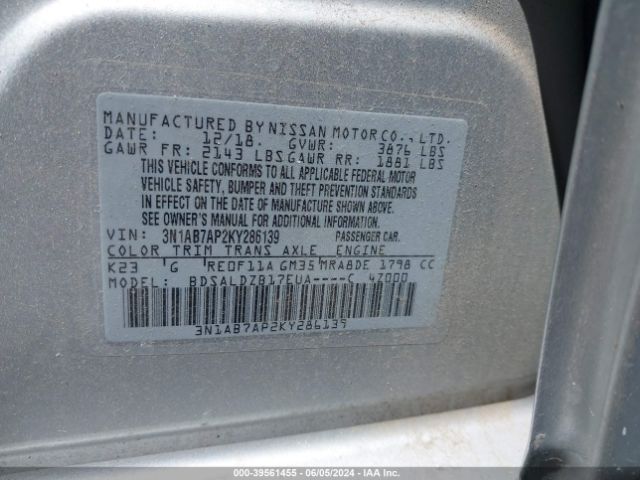 Photo 8 VIN: 3N1AB7AP2KY286139 - NISSAN SENTRA 