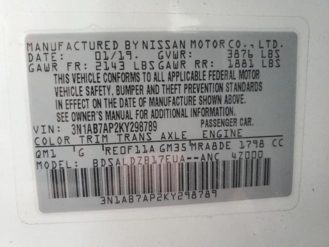 Photo 11 VIN: 3N1AB7AP2KY298789 - NISSAN SENTRA S 