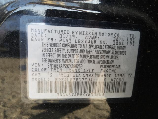 Photo 9 VIN: 3N1AB7AP2KY299263 - NISSAN SENTRA S 