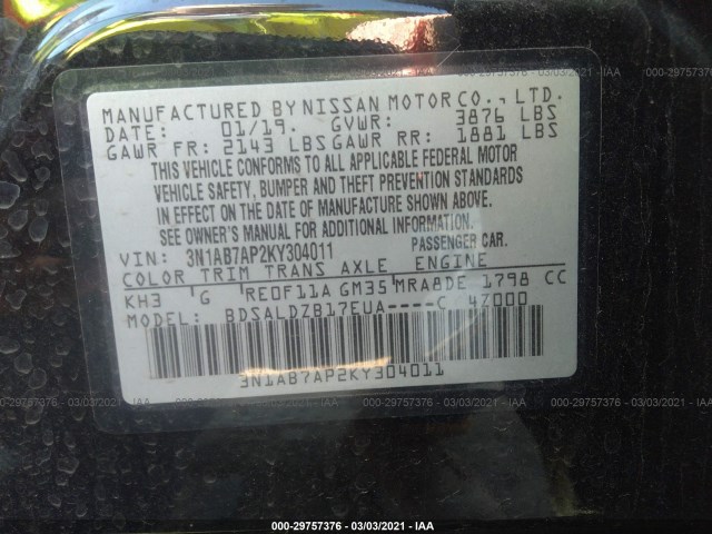 Photo 8 VIN: 3N1AB7AP2KY304011 - NISSAN SENTRA 