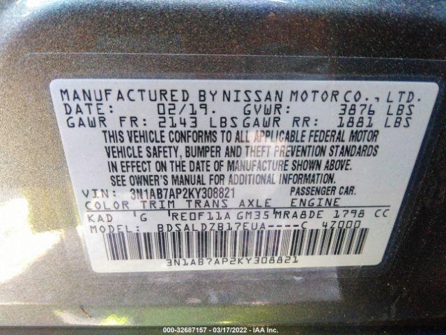 Photo 8 VIN: 3N1AB7AP2KY308821 - NISSAN SENTRA 