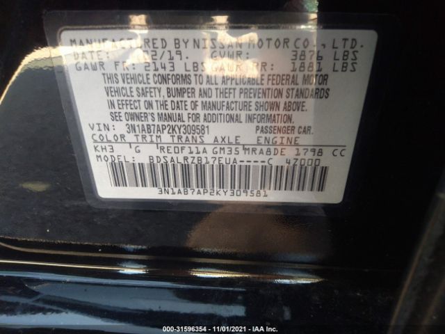 Photo 8 VIN: 3N1AB7AP2KY309581 - NISSAN SENTRA 