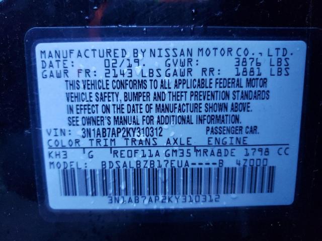 Photo 9 VIN: 3N1AB7AP2KY310312 - NISSAN SENTRA S 