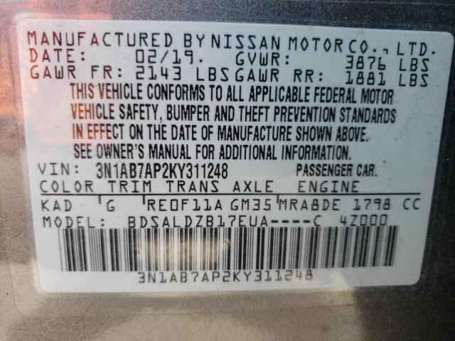 Photo 12 VIN: 3N1AB7AP2KY311248 - NISSAN SENTRA S 