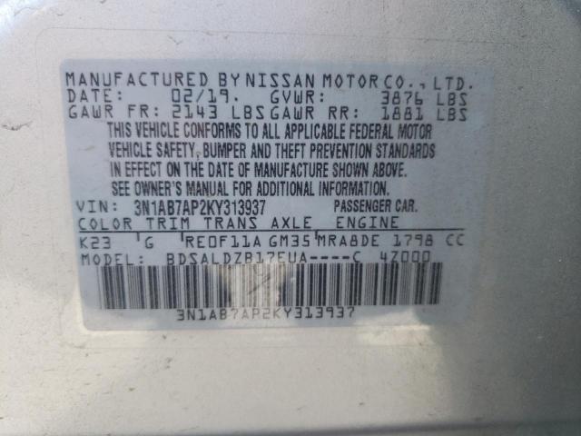 Photo 9 VIN: 3N1AB7AP2KY313937 - NISSAN SENTRA S 