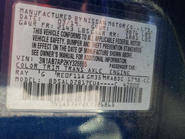 Photo 9 VIN: 3N1AB7AP2KY326865 - NISSAN SENTRA S 