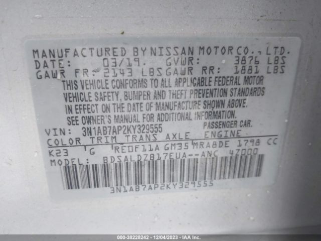 Photo 8 VIN: 3N1AB7AP2KY329555 - NISSAN SENTRA 