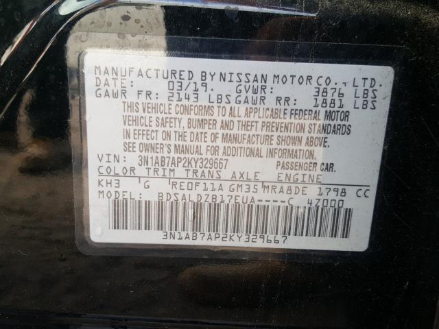 Photo 9 VIN: 3N1AB7AP2KY329667 - NISSAN SENTRA S 