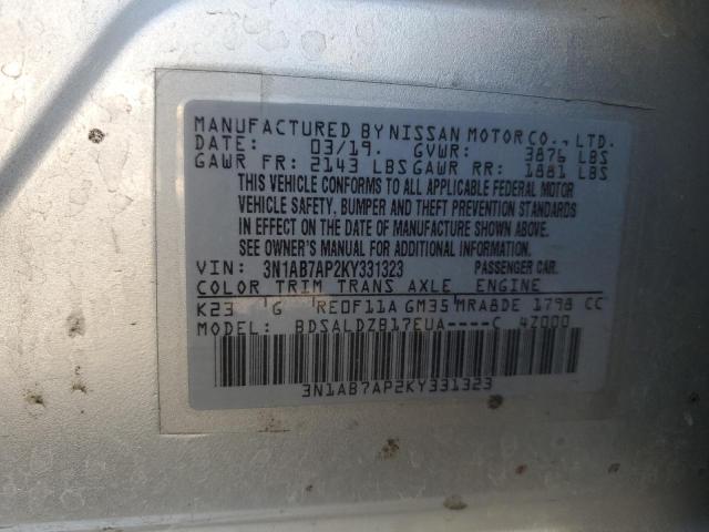 Photo 11 VIN: 3N1AB7AP2KY331323 - NISSAN SENTRA S 