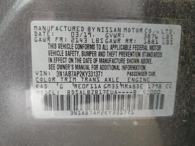 Photo 11 VIN: 3N1AB7AP2KY331371 - NISSAN SENTRA S 