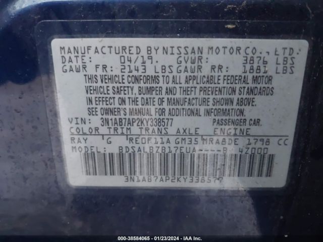 Photo 8 VIN: 3N1AB7AP2KY338577 - NISSAN SENTRA 