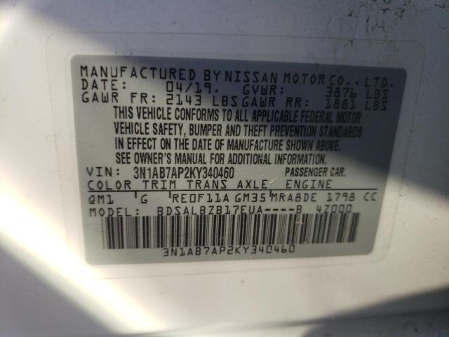 Photo 9 VIN: 3N1AB7AP2KY340460 - NISSAN SENTRA S 